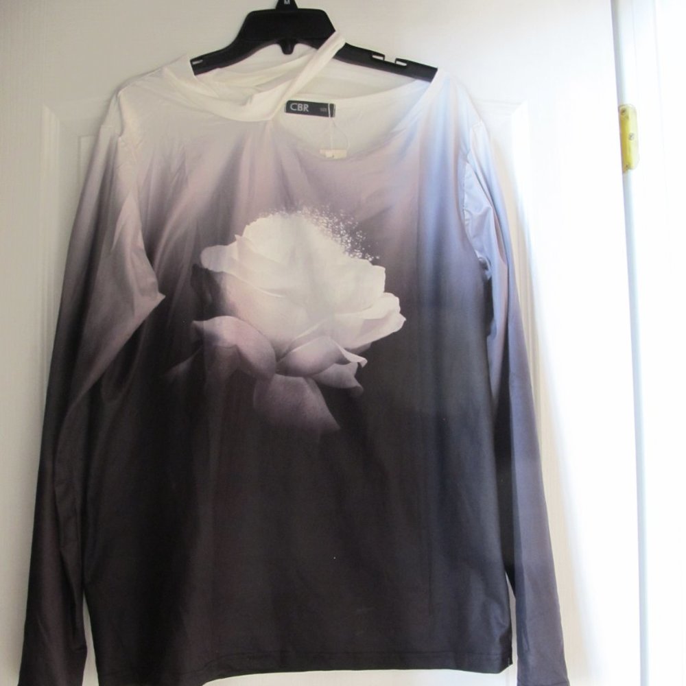 NEW -Cold Shoulder Floral Print Gradient Color Top